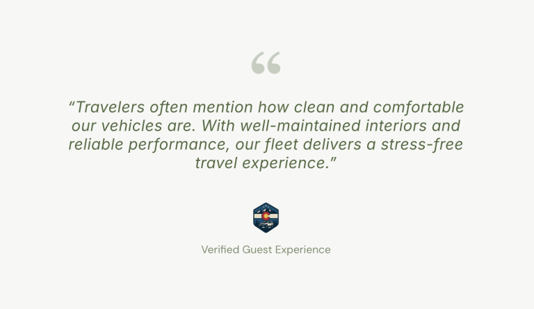 Customer testimonial praising the clean, comfortable interiors and reliable performance of Colorado Cool Cars’ vehicles.